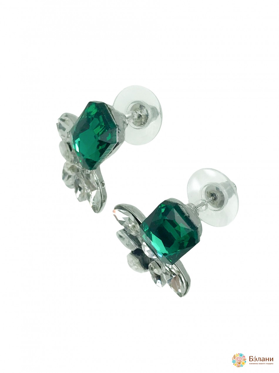 Сережки-гвоздики "Смарагдовий сплеск" | 2
