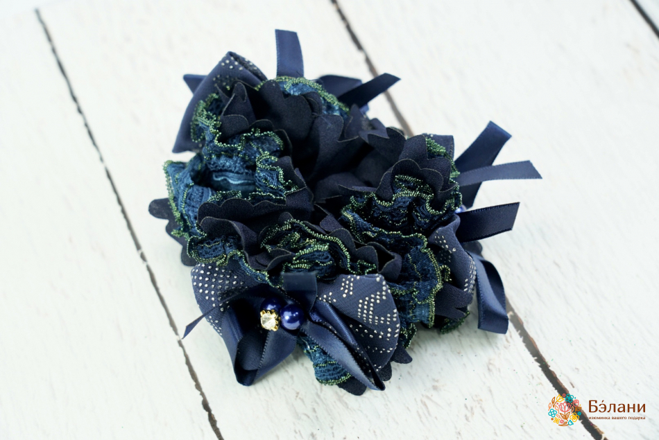 Трикотажна гумка з перлами і стразами велика | 2