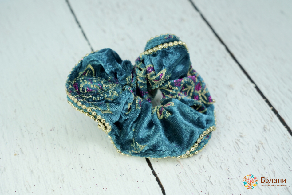 Резинка бархатная двойная с золотым кантом | 2