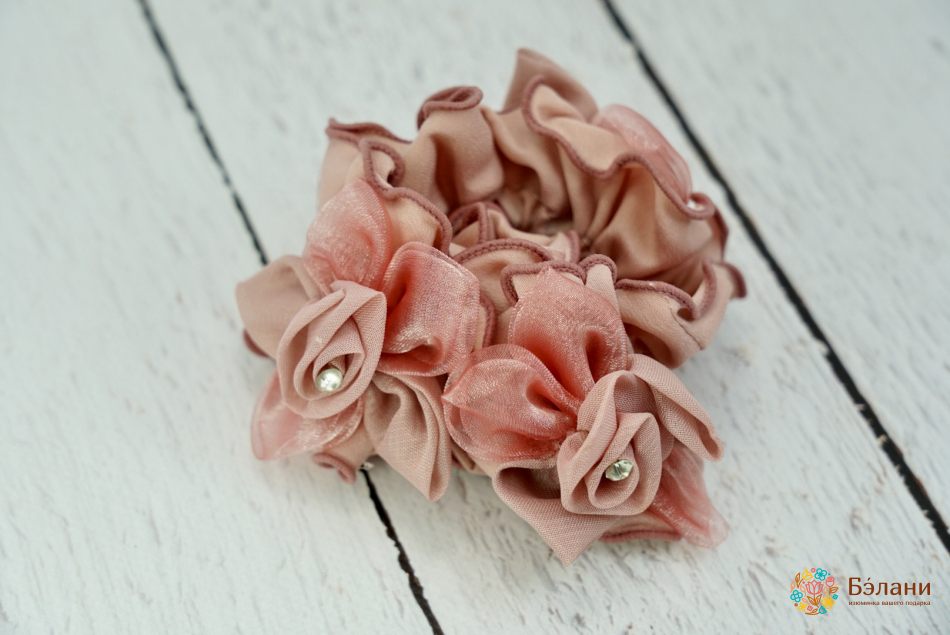 Резинка трикотажная "Роза со стразой" объемная | 2