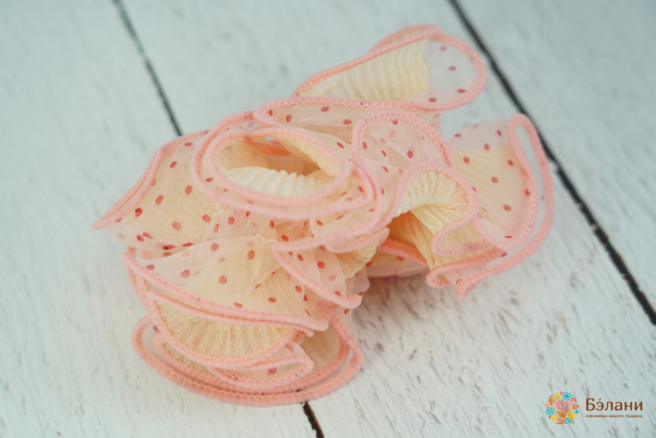 Шифонова гумка плісована в горошок | 2