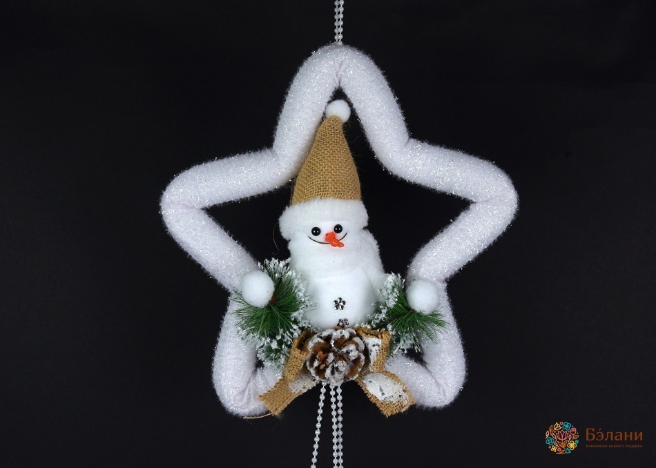 Декор підвісний "Сніговик на зірці" | 2