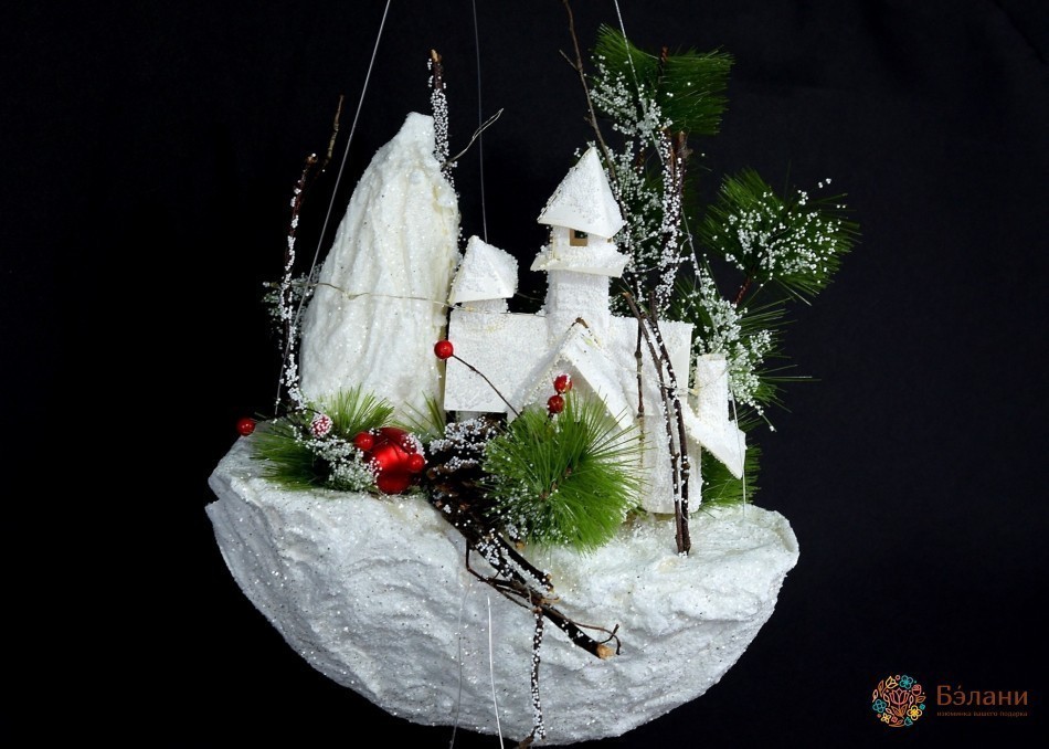 Декор підвісний "Будиночок в горах" з LED-підсвічуванням | 2