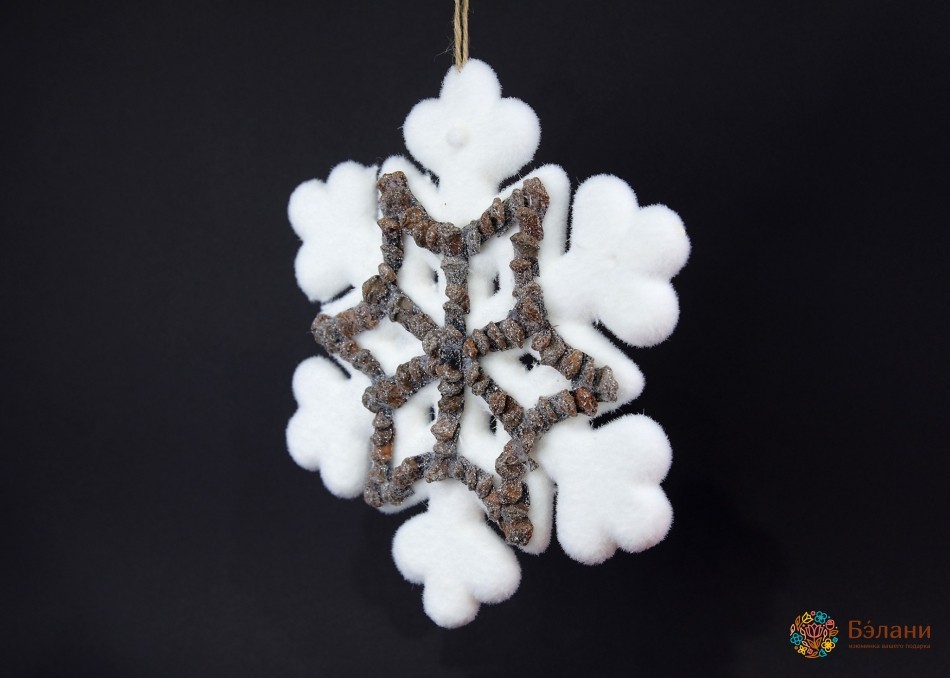 Підвісна велика сніжинка з декором | 2