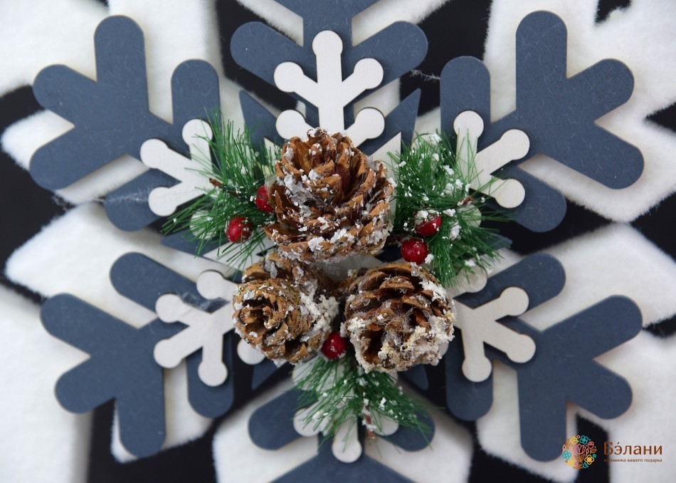 Підвісна велика сніжинка з декором | 2