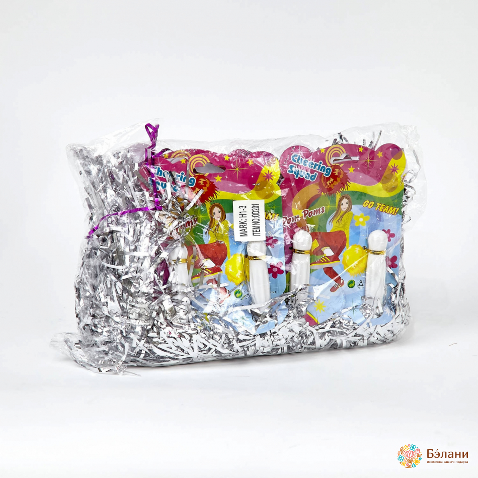 Помпоны для чирлидинга серебро | 2